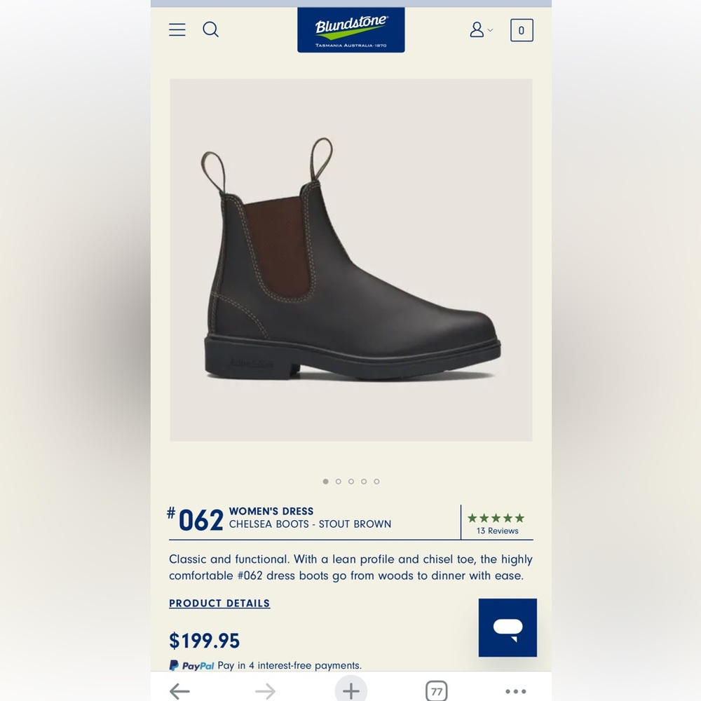 Blundstone Women’s Chelsea Dress Boots w/box
